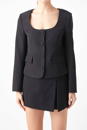 ENDLESS ROSE - Scooped U Buttoned Top - JACKETS available at Objectrare