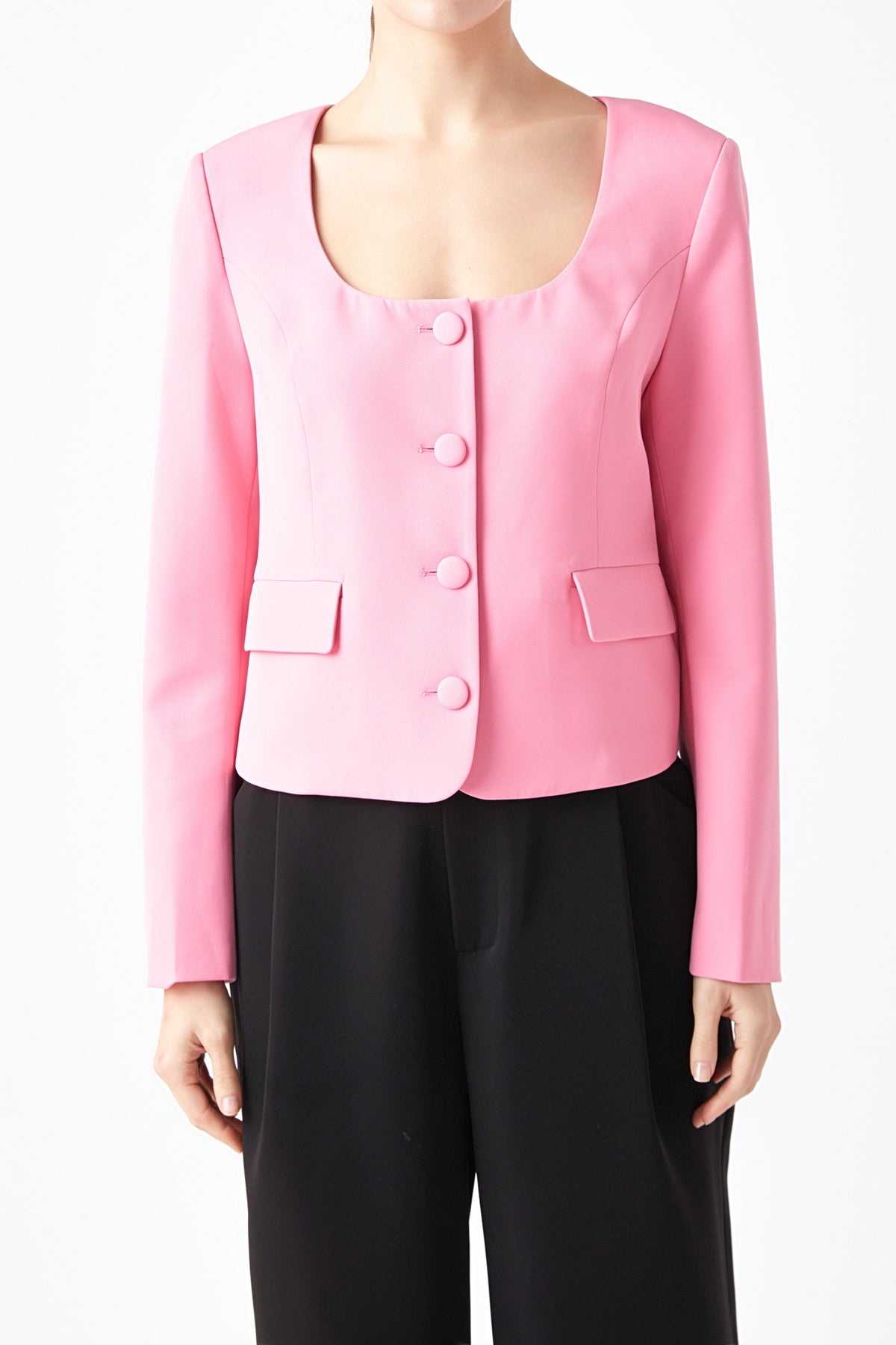 ENDLESS ROSE - Scooped U Buttoned Top - JACKETS available at Objectrare