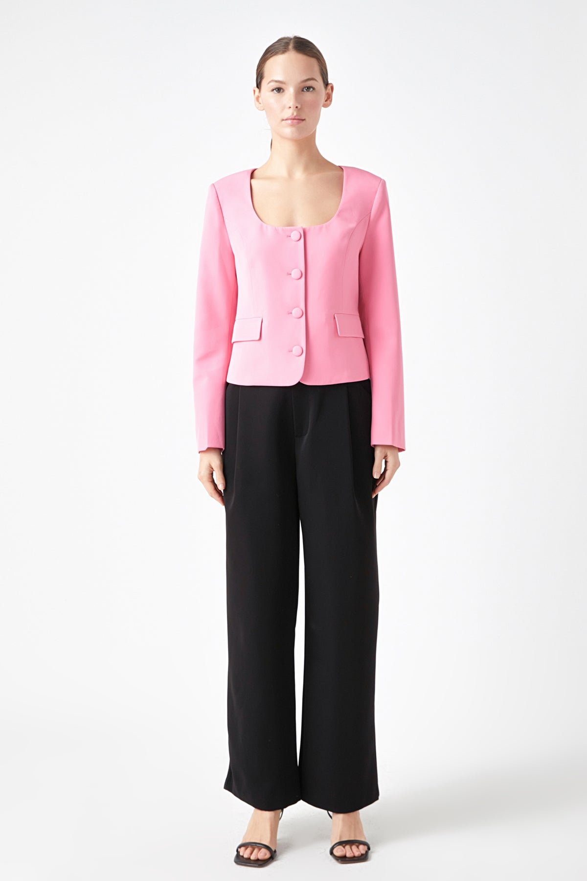 ENDLESS ROSE - Scooped U Buttoned Top - JACKETS available at Objectrare
