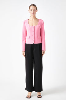 ENDLESS ROSE - Endless Rose - Scooped U Buttoned Top - JACKETS available at Objectrare