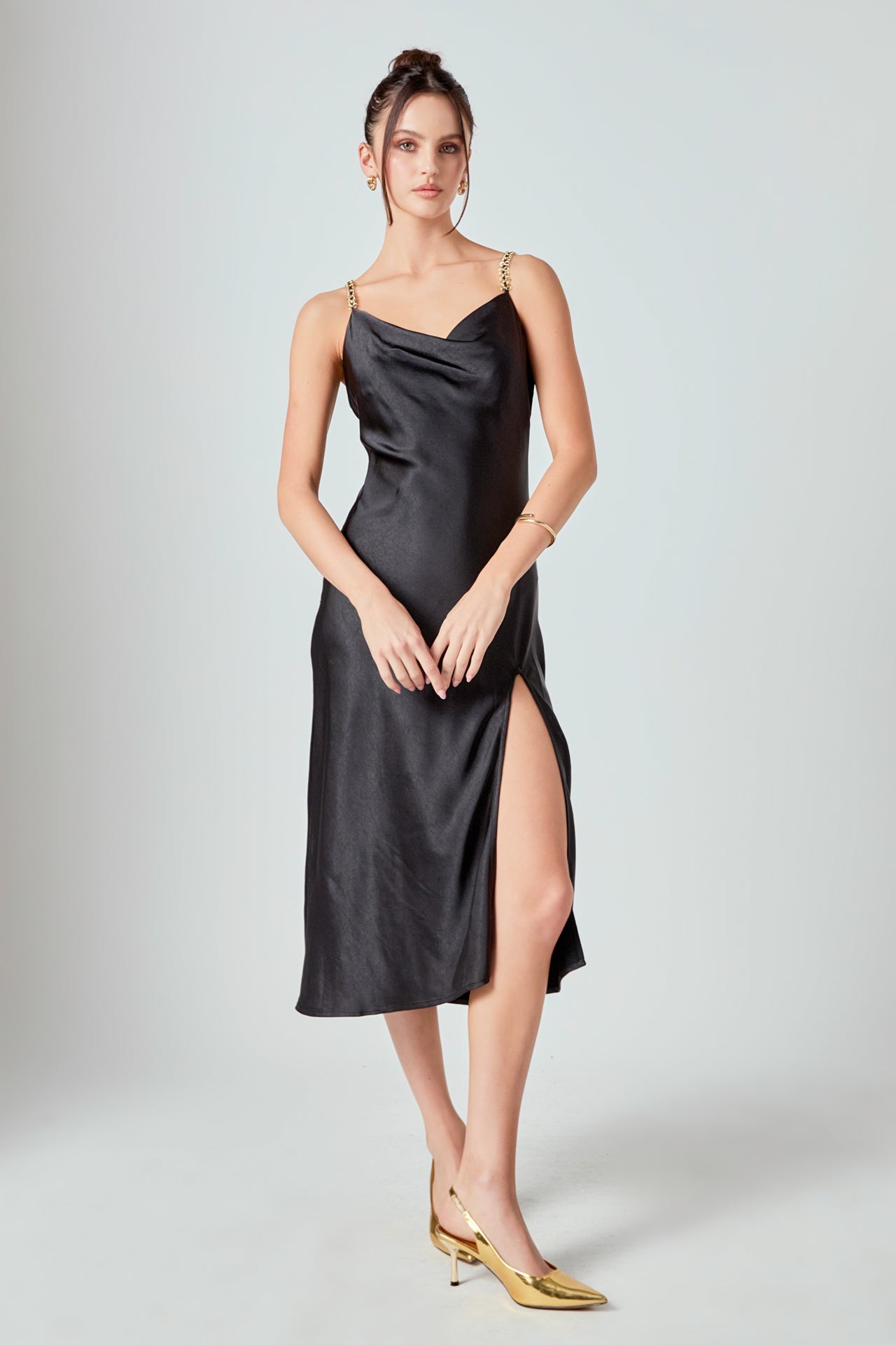 Endless Rose - Midi Satin Slip Dress Black / S Endless Rose - Midi Satin Slip Dress Black / S