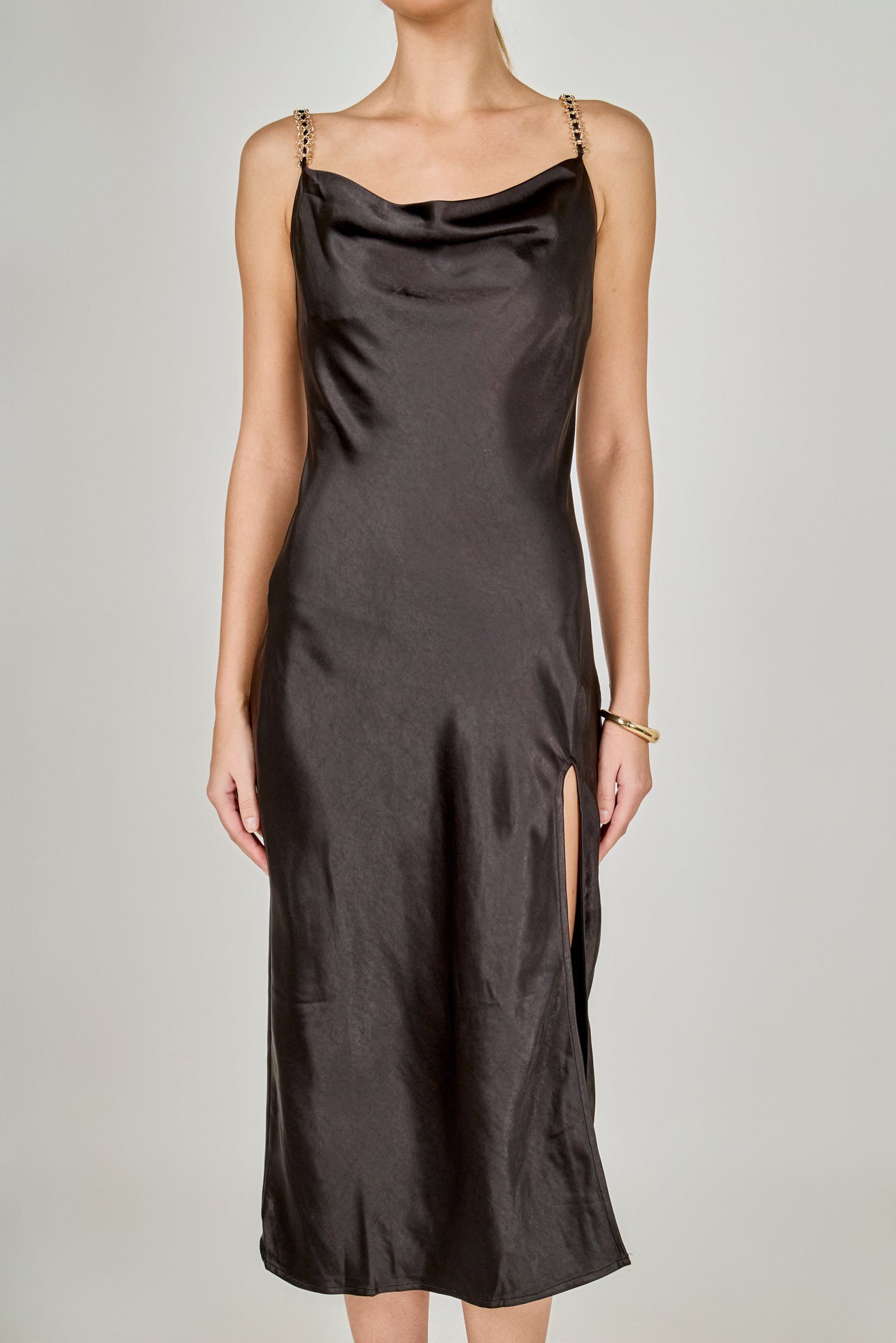Endless Rose - Midi Satin Slip Dress Black / S Endless Rose - Midi Satin Slip Dress Black / S