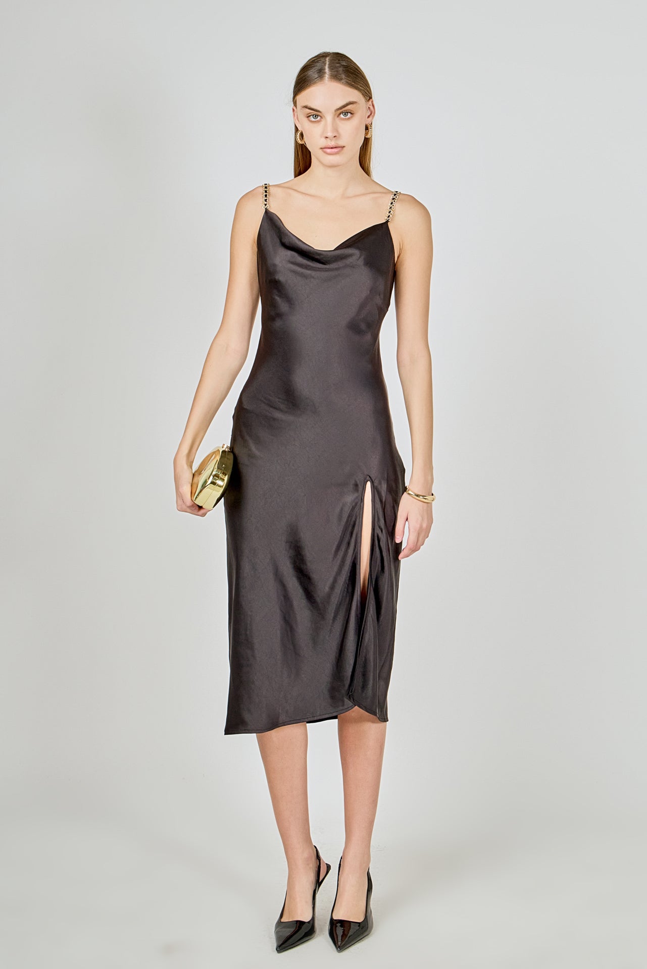 ENDLESS ROSE - Midi Satin Slip Dress - DRESSES available at Objectrare