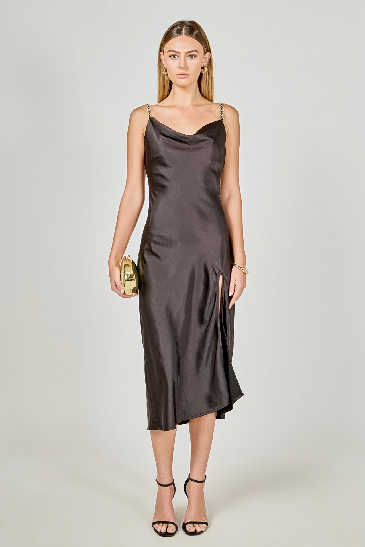 Endless Rose - Midi Satin Slip Dress Black / S Endless Rose - Midi Satin Slip Dress Black / S