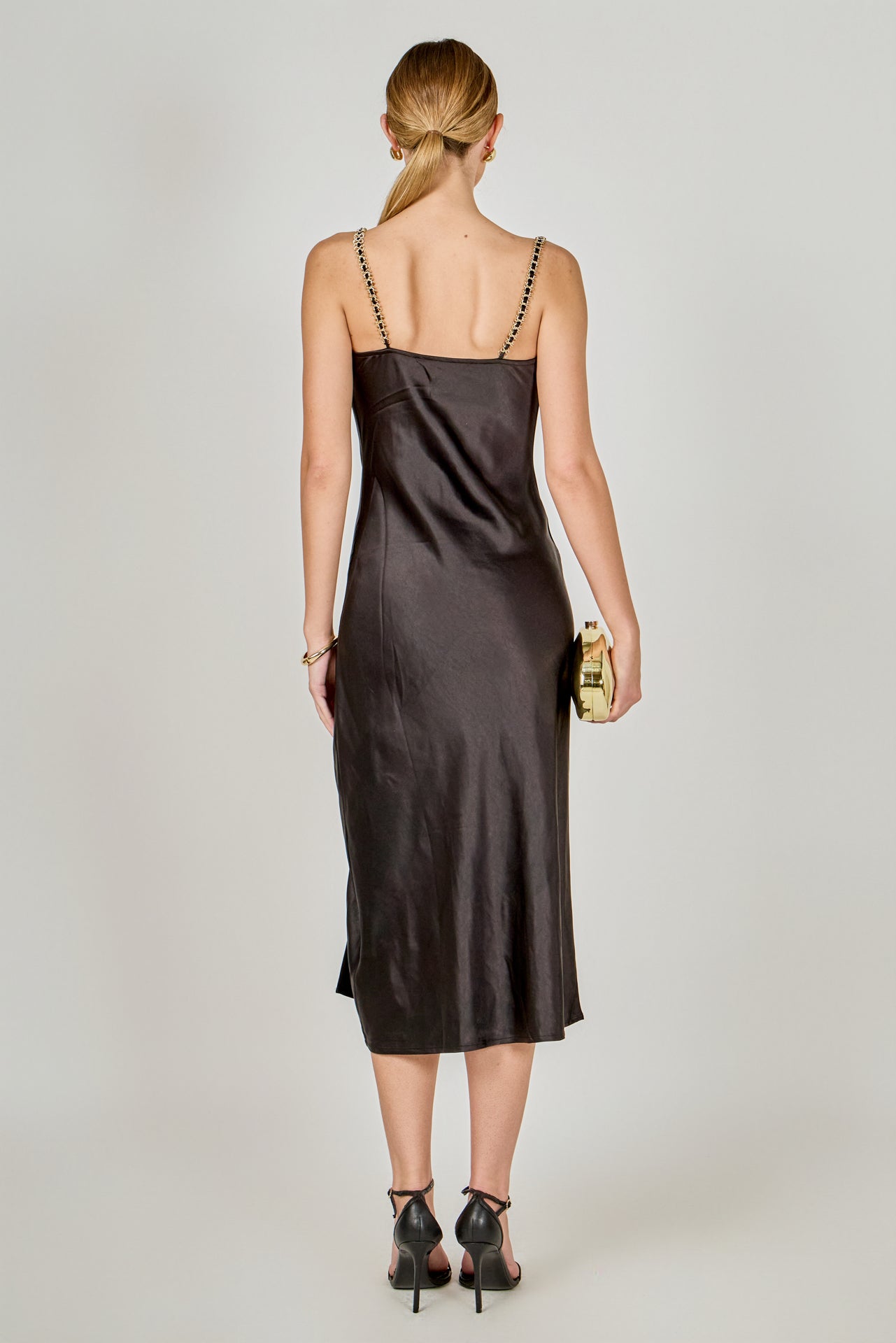 Endless Rose - Midi Satin Slip Dress Black / S Endless Rose - Midi Satin Slip Dress Black / S