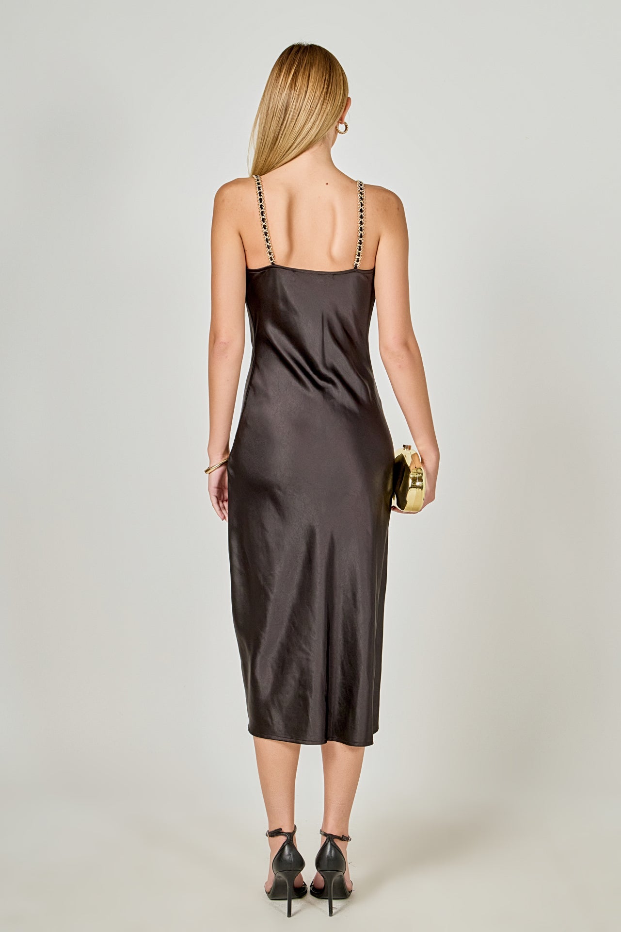 Endless Rose - Midi Satin Slip Dress Black / S Endless Rose - Midi Satin Slip Dress Black / S