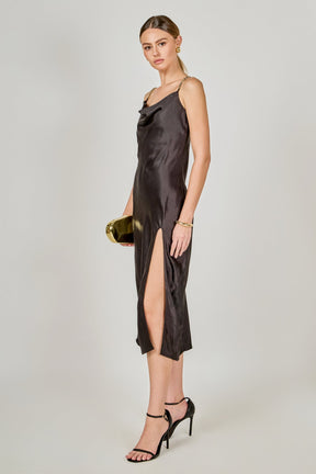 ENDLESS ROSE - Midi Satin Slip Dress - DRESSES available at Objectrare