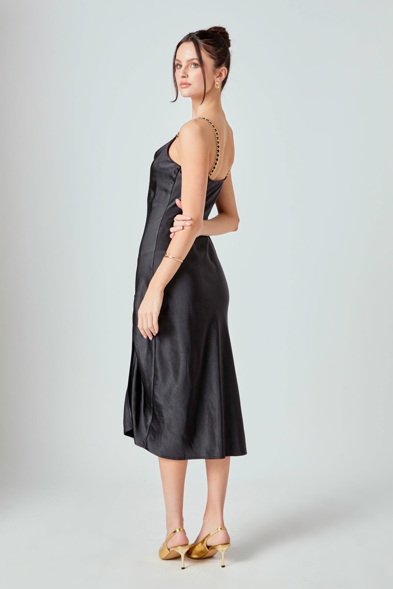 Endless Rose - Midi Satin Slip Dress Black / S Endless Rose - Midi Satin Slip Dress Black / S