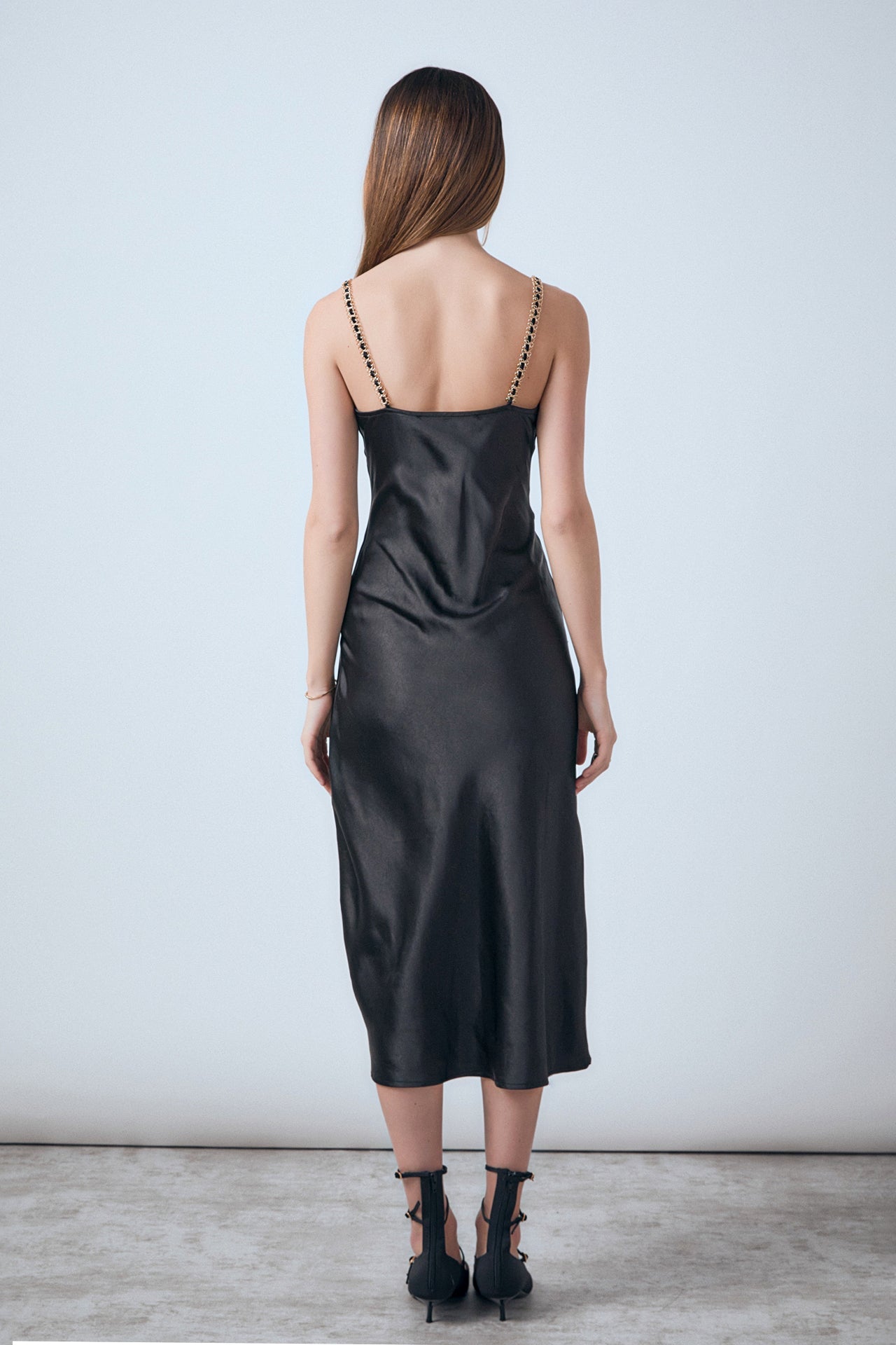 Endless Rose - Midi Satin Slip Dress Black / S Endless Rose - Midi Satin Slip Dress Black / S