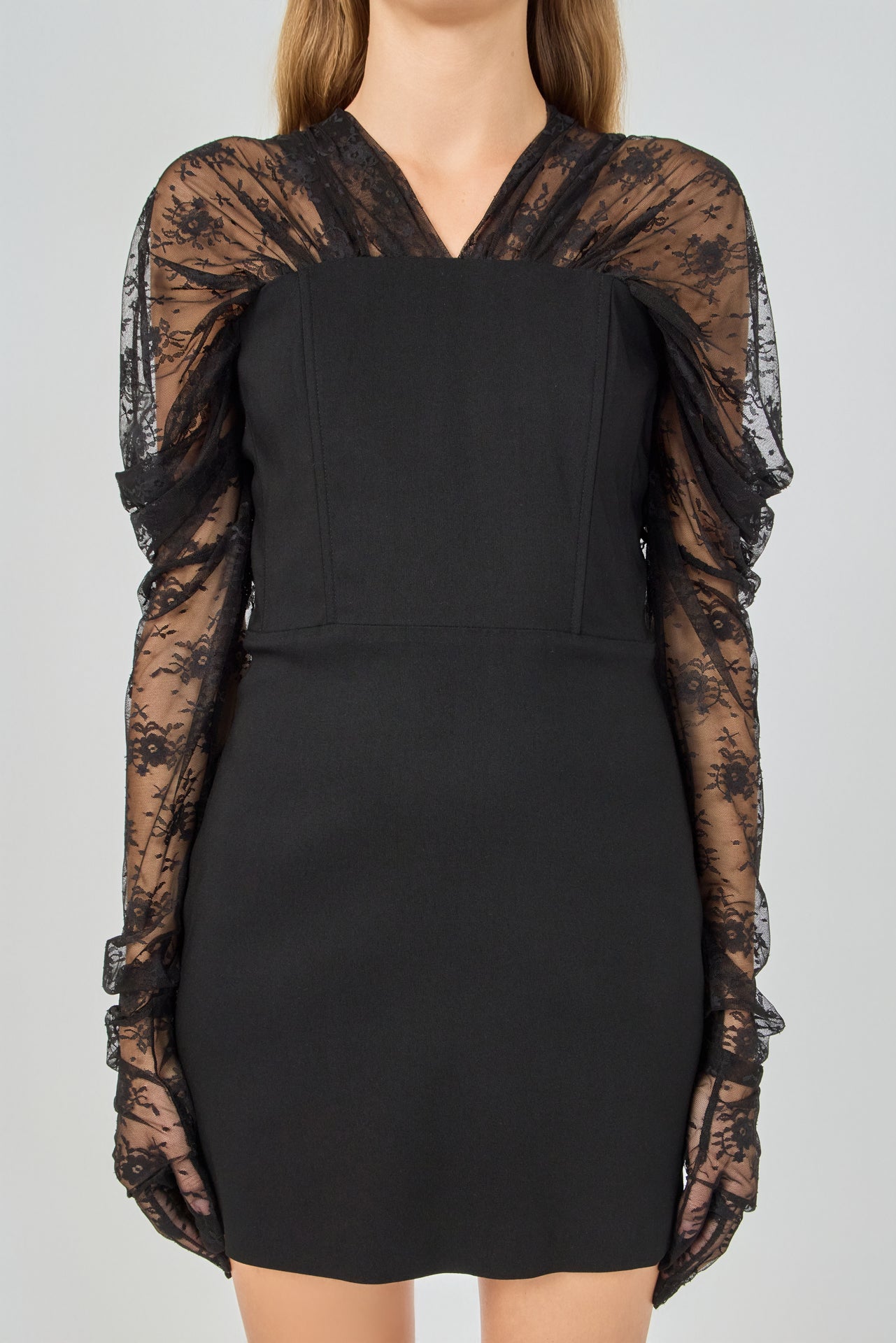 ENDLESS ROSE - Mini Dress With Glove Sleeves - DRESSES available at Objectrare