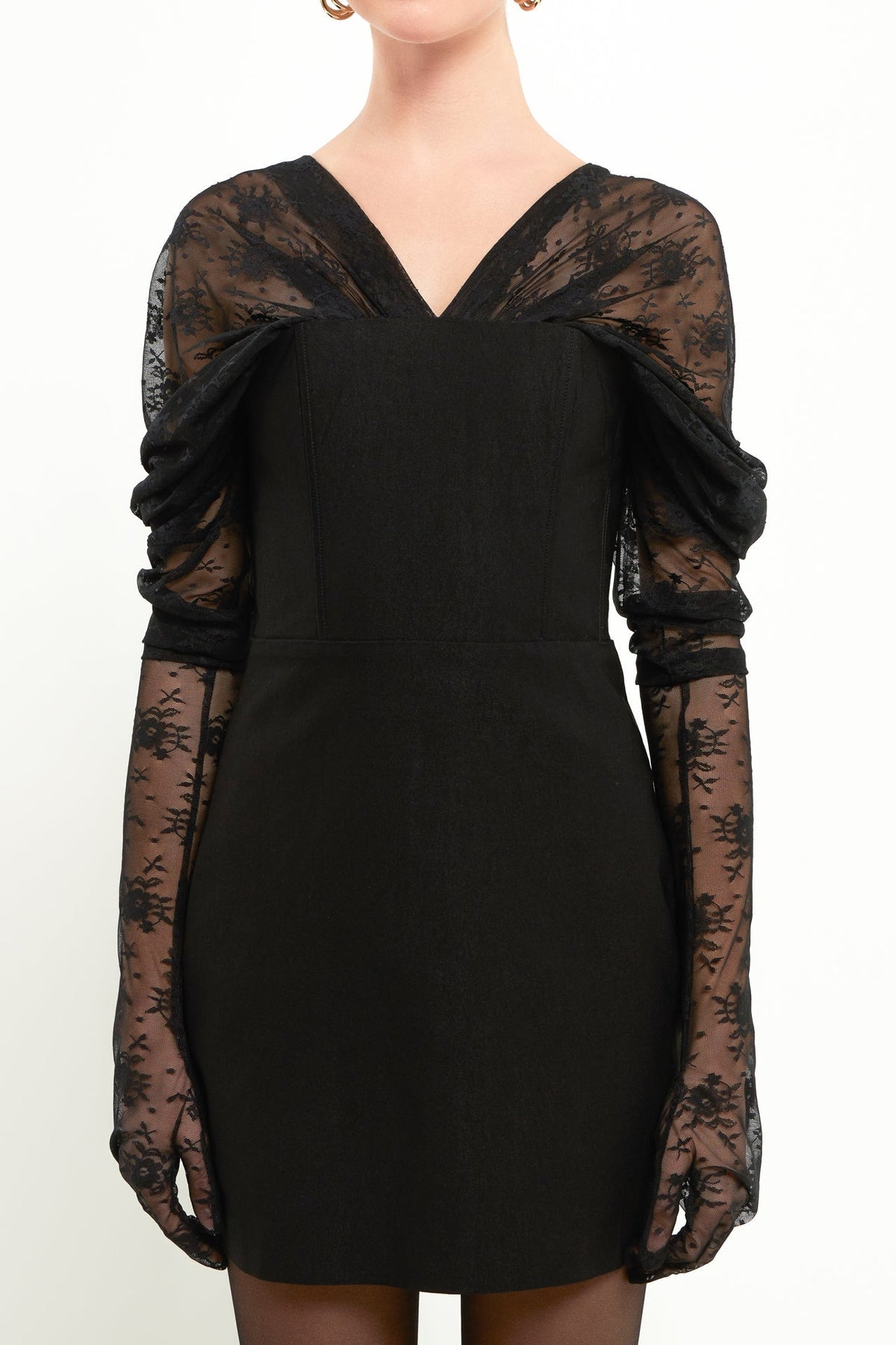 ENDLESS ROSE - Mini Dress With Glove Sleeves - DRESSES available at Objectrare