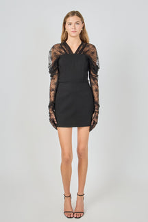 ENDLESS ROSE - Mini Dress With Glove Sleeves - DRESSES available at Objectrare
