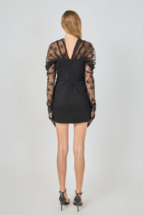 ENDLESS ROSE - Mini Dress With Glove Sleeves - DRESSES available at Objectrare