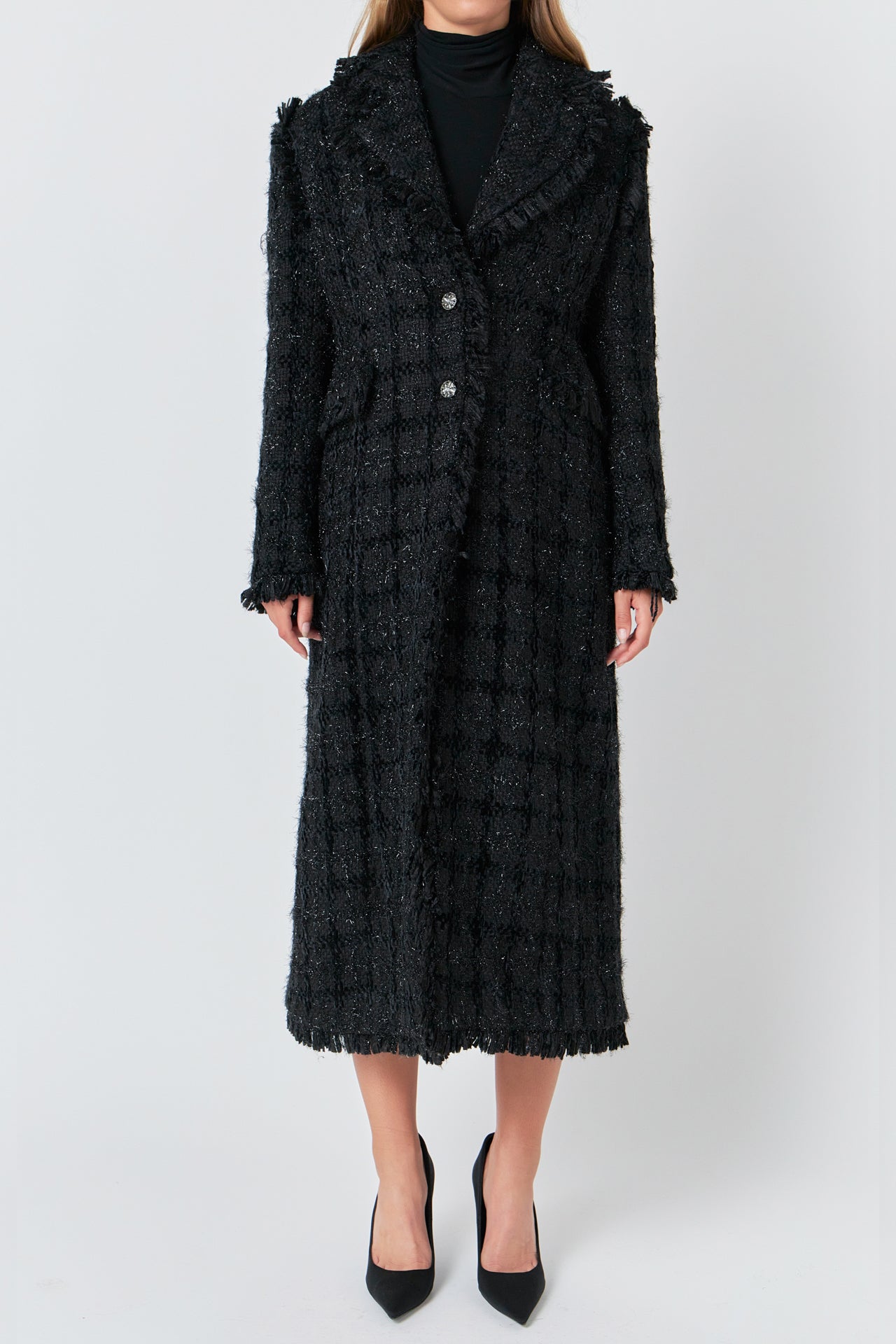 ENDLESS ROSE - Premium Long Tweed Coat - COATS available at Objectrare