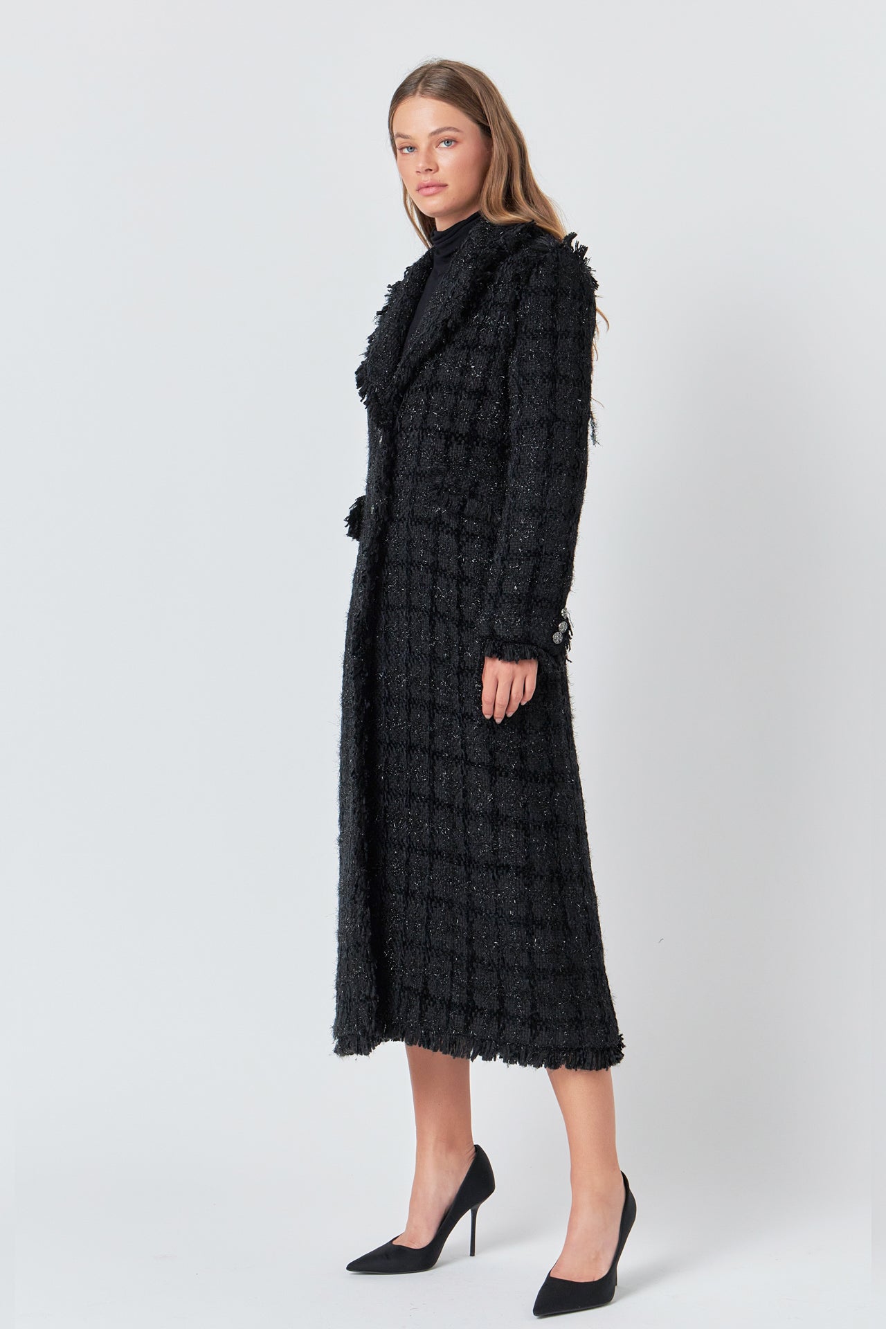 ENDLESS ROSE - Premium Long Tweed Coat - COATS available at Objectrare