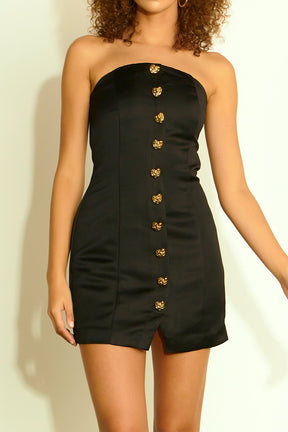 ENDLESS ROSE - Strapless Satin Mini Dress - DRESSES available at Objectrare