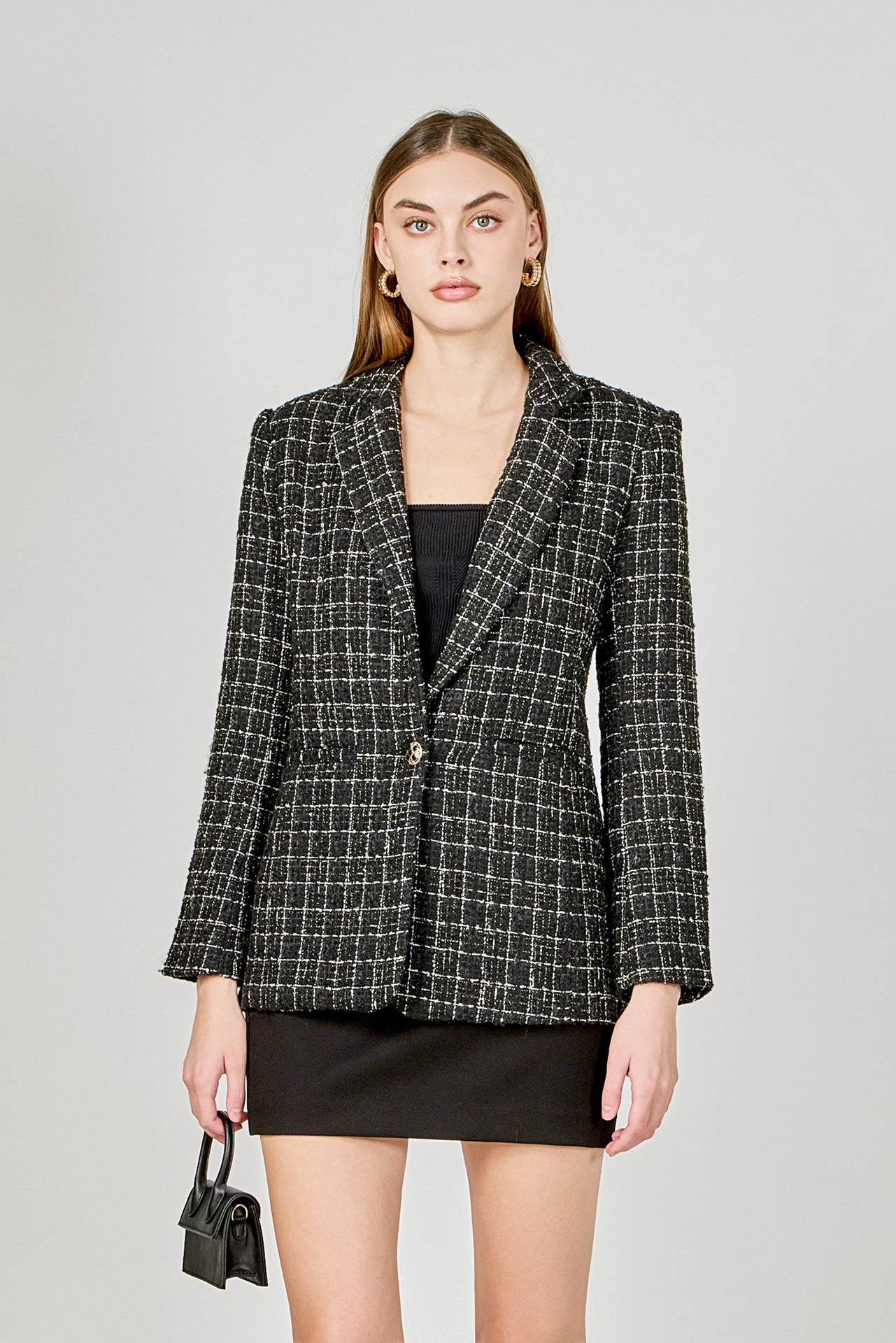 ENDLESS ROSE - Tweed Single Breasted Blazer - BLAZERS available at Objectrare