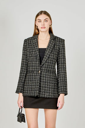 ENDLESS ROSE - Tweed Single Breasted Blazer - BLAZERS available at Objectrare