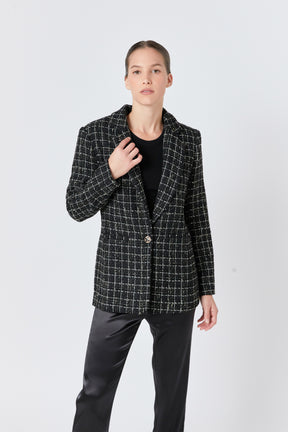 ENDLESS ROSE - Tweed Single Breasted Blazer - BLAZERS available at Objectrare