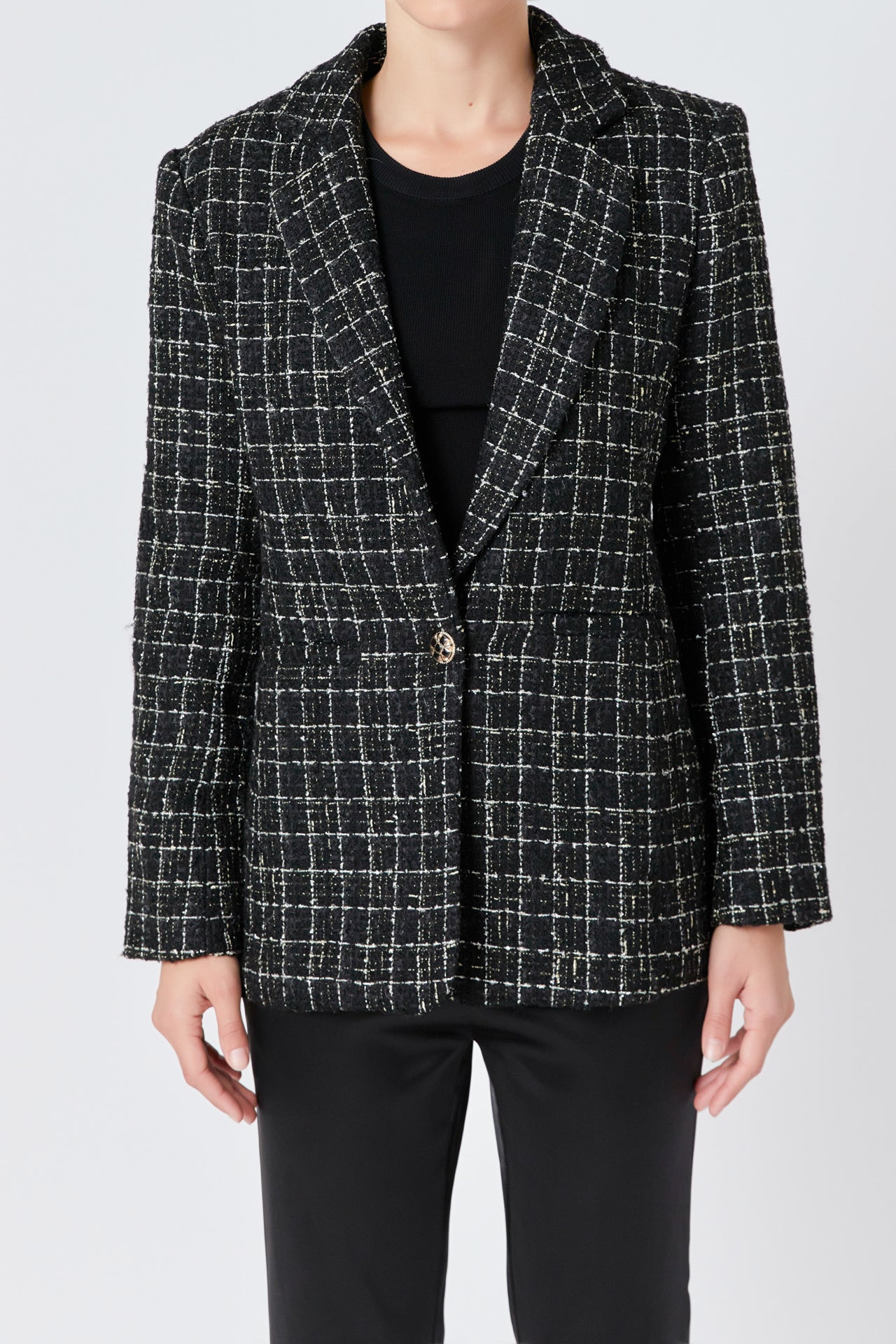 ENDLESS ROSE - Tweed Single Breasted Blazer - BLAZERS available at Objectrare