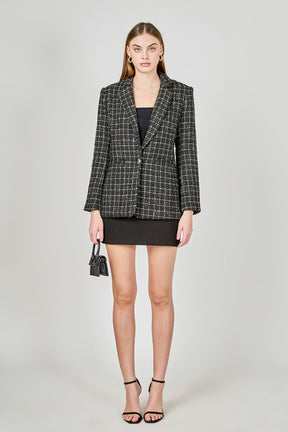 ENDLESS ROSE - Tweed Single Breasted Blazer - BLAZERS available at Objectrare