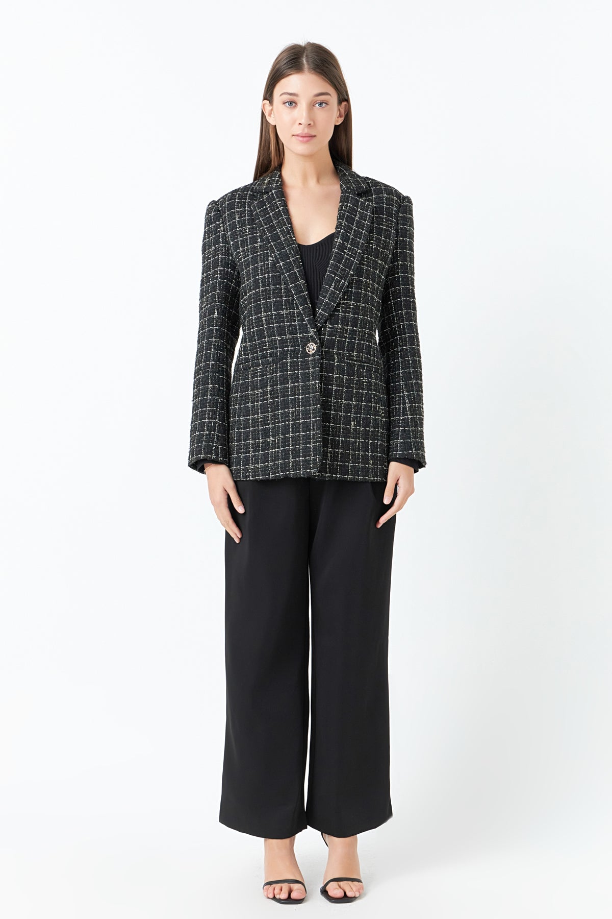 ENDLESS ROSE - Tweed Single Breasted Blazer - BLAZERS available at Objectrare