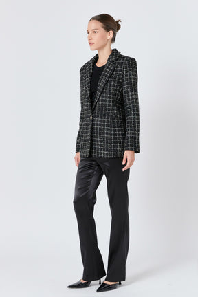 ENDLESS ROSE - Tweed Single Breasted Blazer - BLAZERS available at Objectrare