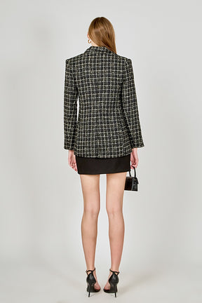 ENDLESS ROSE - Tweed Single Breasted Blazer - BLAZERS available at Objectrare