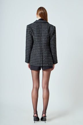 ENDLESS ROSE - Tweed Single Breasted Blazer - BLAZERS available at Objectrare