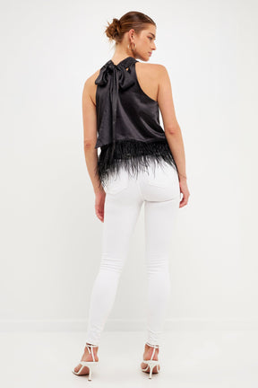 ENDLESS ROSE - Endless Rose - Feather Trim Top - TOPS available at Objectrare