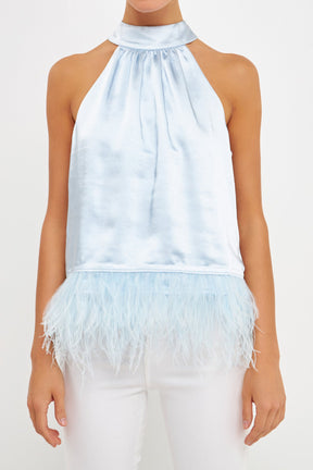 ENDLESS ROSE - Feather Trim Top - TOPS available at Objectrare