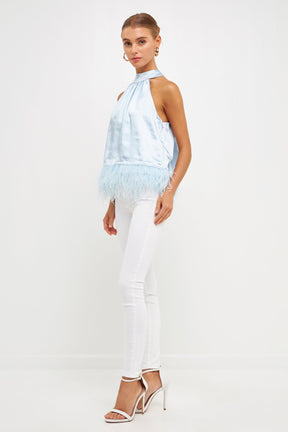 ENDLESS ROSE - Endless Rose - Feather Trim Top - TOPS available at Objectrare