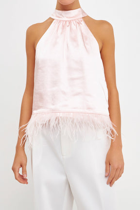 ENDLESS ROSE - Feather Trim Top - TOPS available at Objectrare