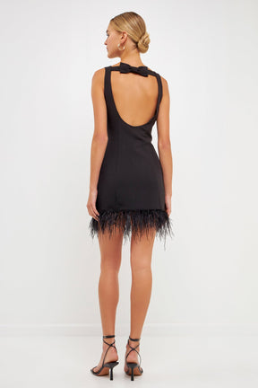ENDLESS ROSE - Feather Trim Mini Dress - DRESSES available at Objectrare