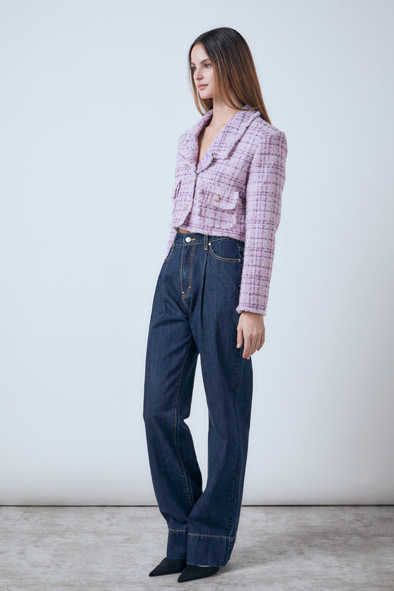 ENDLESS ROSE - Tonal Boucle Tweed Short Blazer - JACKETS available at Objectrare