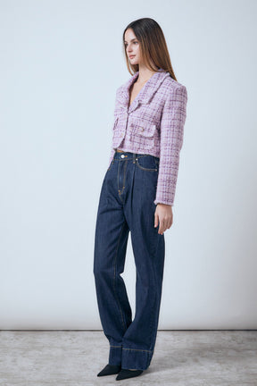 ENDLESS ROSE - Tonal Boucle Tweed Short Blazer - JACKETS available at Objectrare