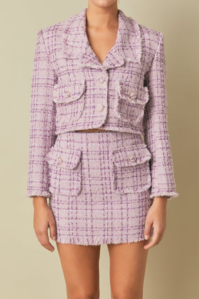 ENDLESS ROSE - Endless Rose - Tonal Boucle Tweed Short Blazer - JACKETS available at Objectrare