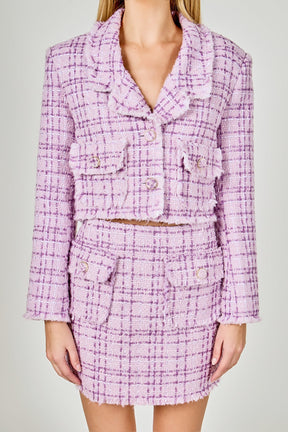 ENDLESS ROSE - Tonal Boucle Tweed Short Blazer - BLAZERS available at Objectrare
