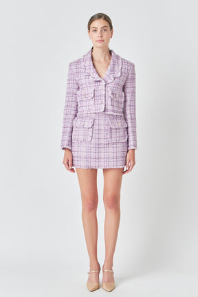 ENDLESS ROSE - Tonal Boucle Tweed Short Blazer - JACKETS available at Objectrare