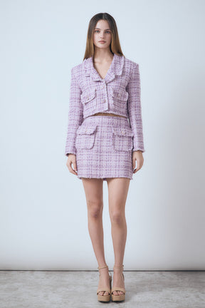 ENDLESS ROSE - Tonal Boucle Tweed Short Blazer - BLAZERS available at Objectrare