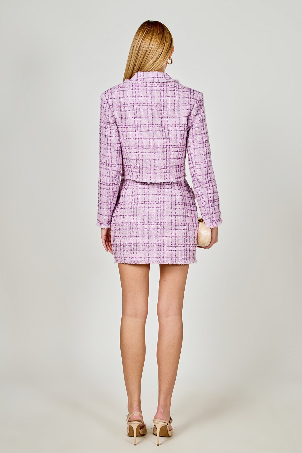 ENDLESS ROSE - Tonal Boucle Tweed Short Blazer - BLAZERS available at Objectrare