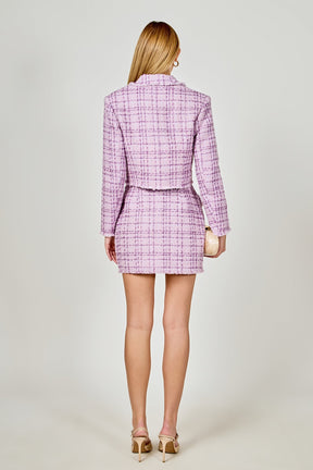 ENDLESS ROSE - Tonal Boucle Tweed Short Blazer - BLAZERS available at Objectrare