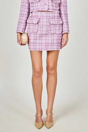ENDLESS ROSE - Tonal Boucle Tweed Skirt - SKIRTS available at Objectrare