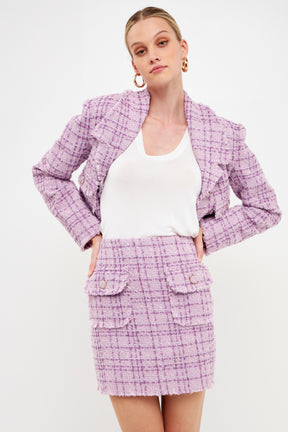 ENDLESS ROSE - Tonal Boucle Tweed Skirt - SKIRTS available at Objectrare