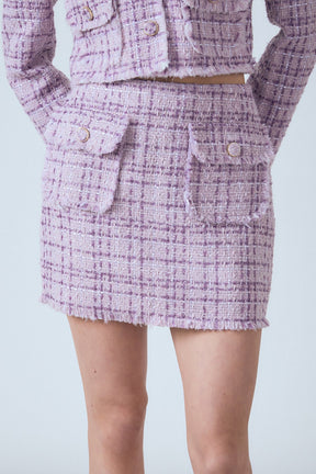 ENDLESS ROSE - Tonal Boucle Tweed Skirt - SKIRTS available at Objectrare