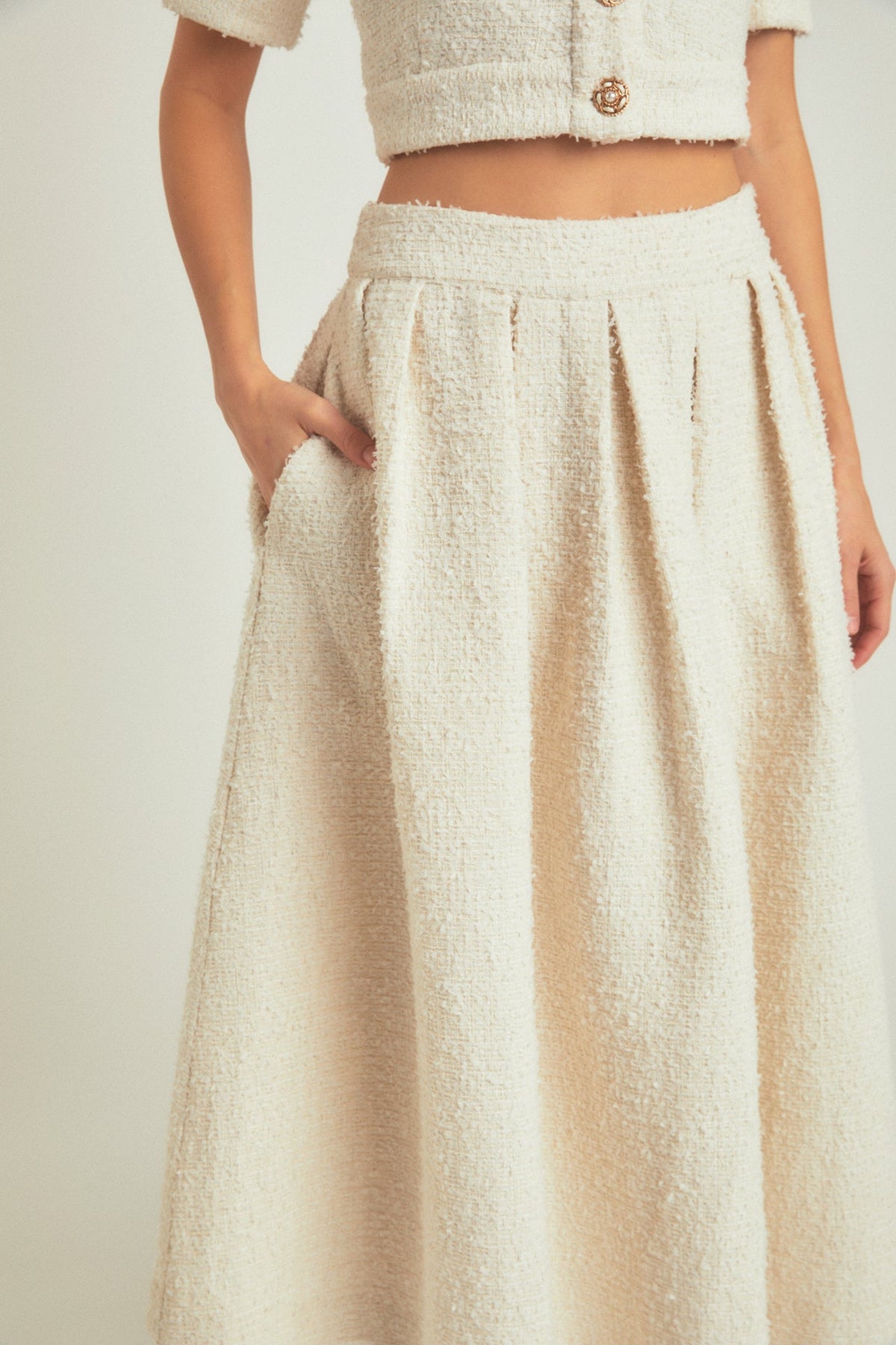 ENDLESS ROSE - Premium Tweed Maxi Skirt - SKIRTS available at Objectrare