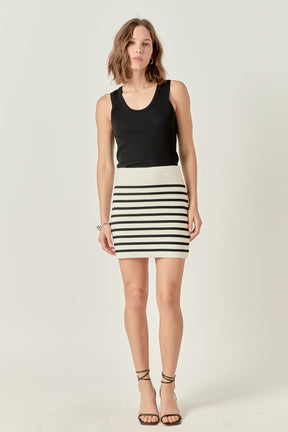 Knit Striped Mini Skirt