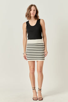 ENGLISH FACTORY - Knit Striped Mini Skirt - SKIRTS available at Objectrare