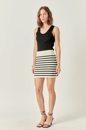 ENGLISH FACTORY - Knit Striped Mini Skirt - SKIRTS available at Objectrare