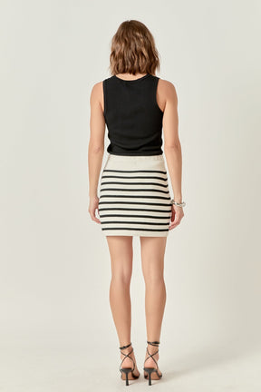 Knit Striped Mini Skirt